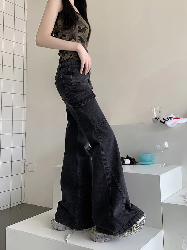 Flare Jeans Fashion High Waist Wide Leg Denim Trouser Straight Casual Womens Loose Suitable for Comfort 250403