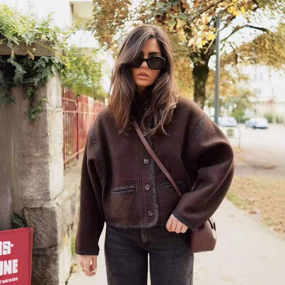 2024 Spring and Autumn New Niche Design Casual Style Stand Collar Loose Pilot Jacket for Women