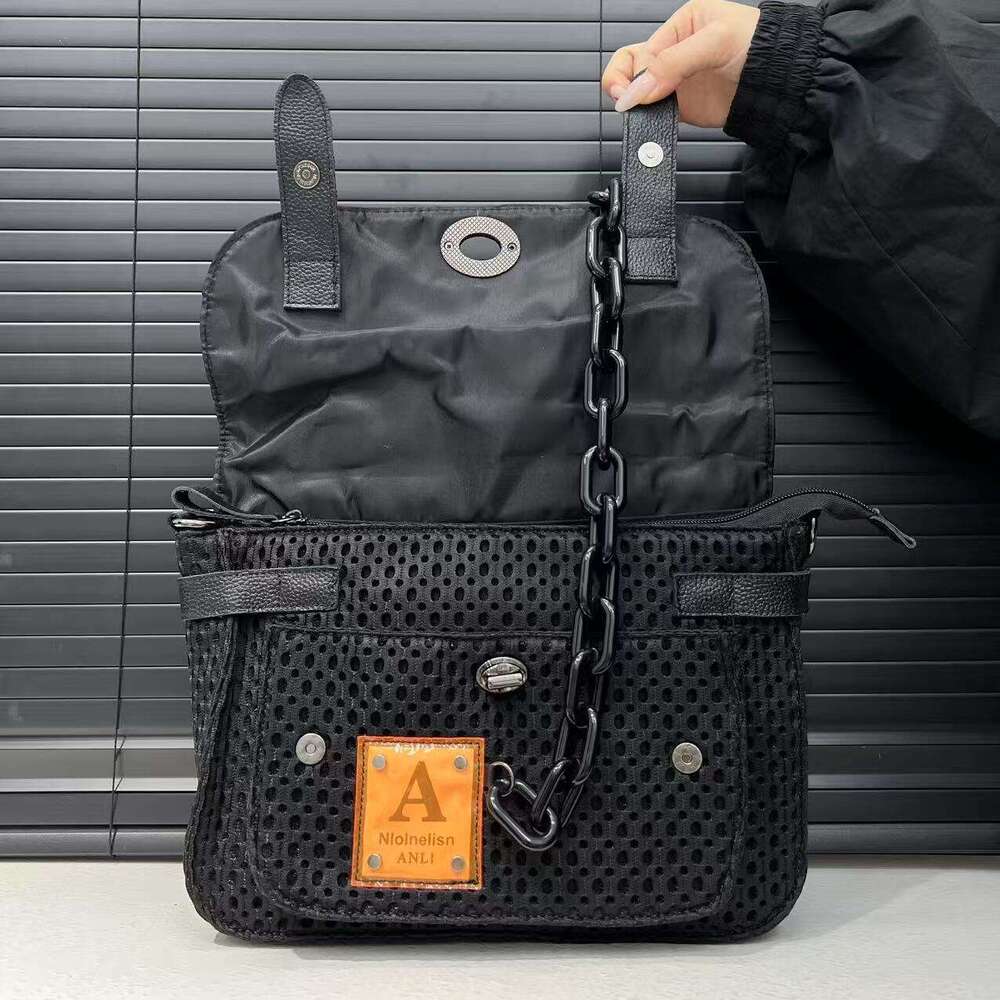 Women Style Black Nylon With Chain Strap Front Pocket Streetwear Design, Detachable Shoulder Strap, Perfect For Daily Use And Vacation, Casual City