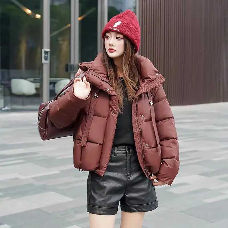 Schinteon Women Belted Down Jacket with Hood Autumn Winter Warm Thick Outwear White Duck Down Casual Coat 2025 NewT251105