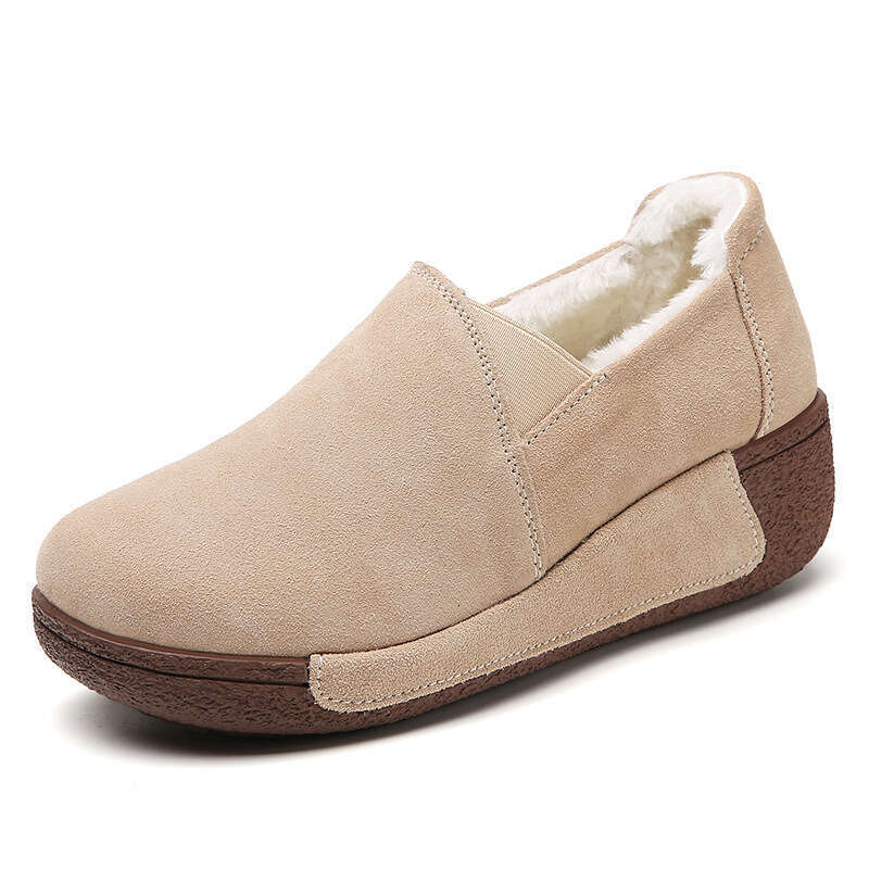 Large thick sole height increasing rocking 35-41 sponge cake with suede plus large size cowhide mother shoes