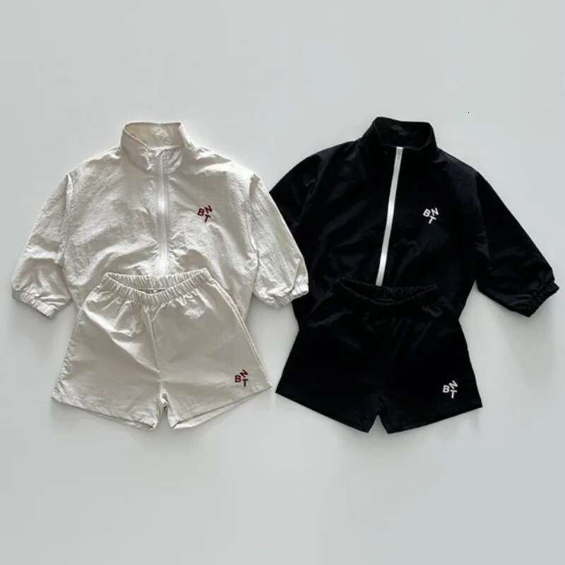 Summer Girls Boys Ultralight Sun-Protective Clothes Sets 2Pcs Zipper Jackets + Shorts Kids Tracksuits Coats Child Outfit Costume