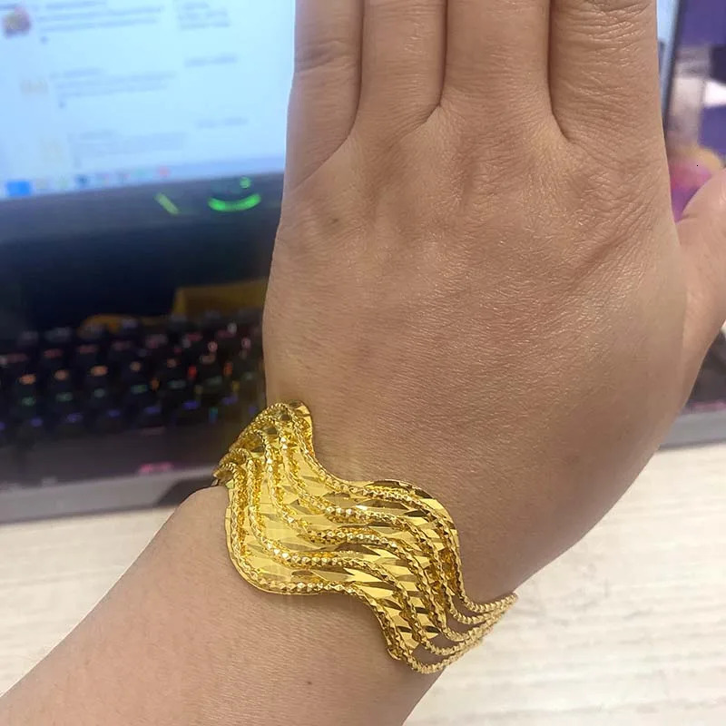 Ethiopian Dubai Gold Color Bangle For Women Girl Africa Wedding Thick Bracelet Bangles for Women 251031