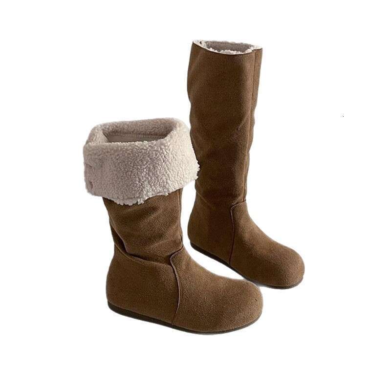Designer boots Fashionable Khaki Fleece-Lined Thick-Soled for Women,Long Boots, New Autumn and Winter Style, Height Increasing, Slimming, Warm, Riding
