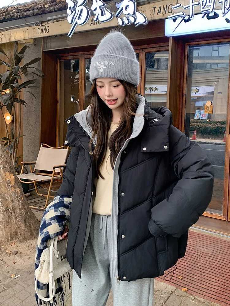 Hooded Down Jackets Women Winter Coats New Korean Style Students Loose Casual Short Thick Warm Quilted Coat Women ClothingT251105