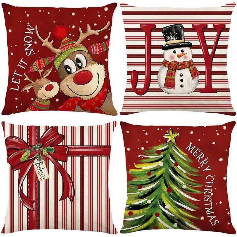 45cm Christmas Decorations Christmas Cushion Cover Pillowcase 2024 for Home Ornament Xmas New Year Christmas Decor 2025 home Y251105