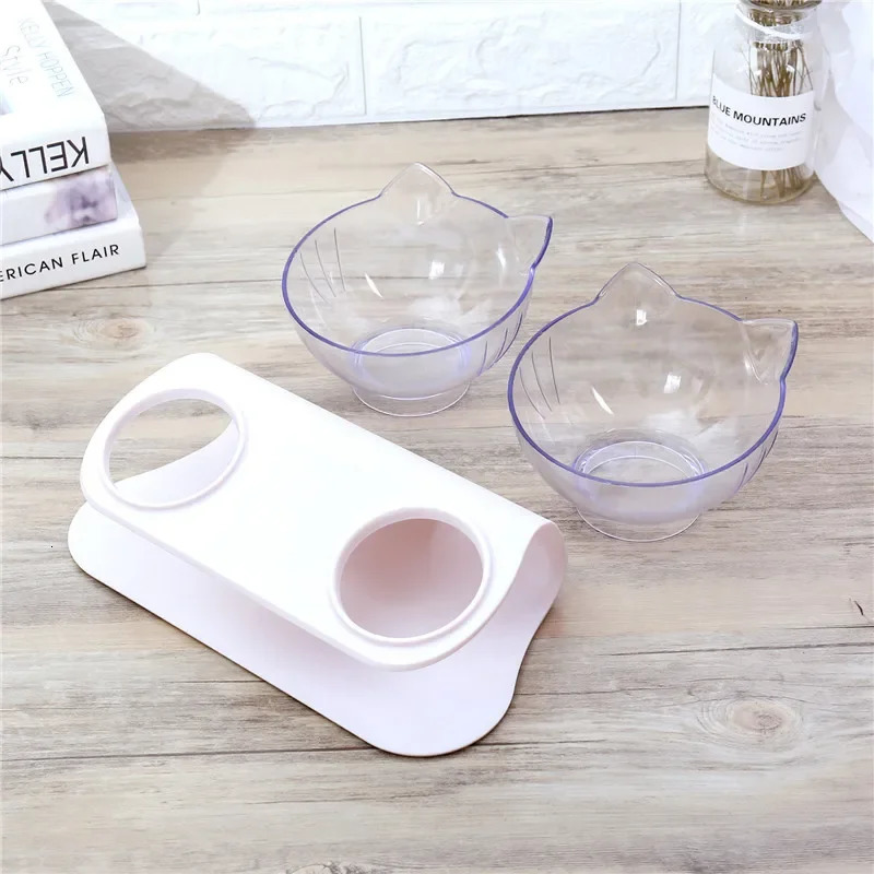 Anti slip dual cat bowl dog bowl pet feeder with stand cat water bowl food pet bowl 250403