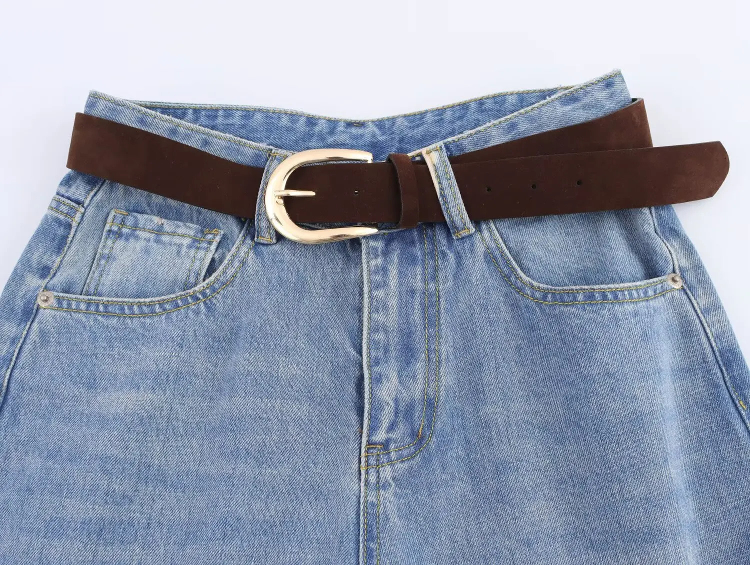 European and American style spring high waisted full range straight jeans 250403