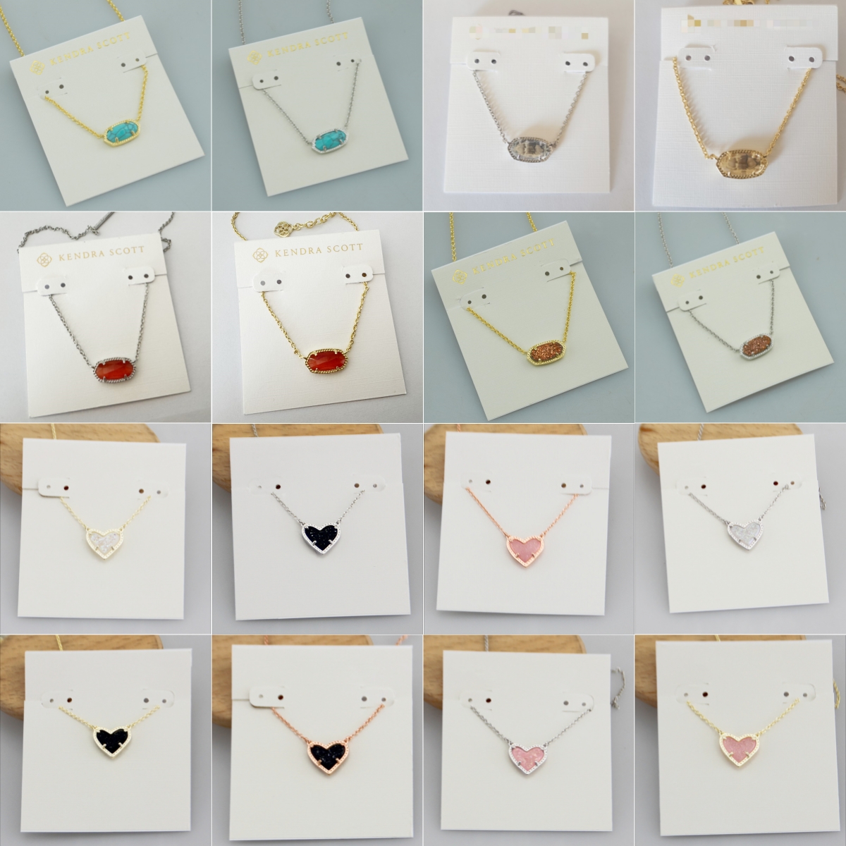 KS Fashion Jewelry Gold Heart Nature Stone Pendant Necklaces Kendraly Necklace Jewelry Scotts Chain Elegance Oval Female Collar As Christmas Gift