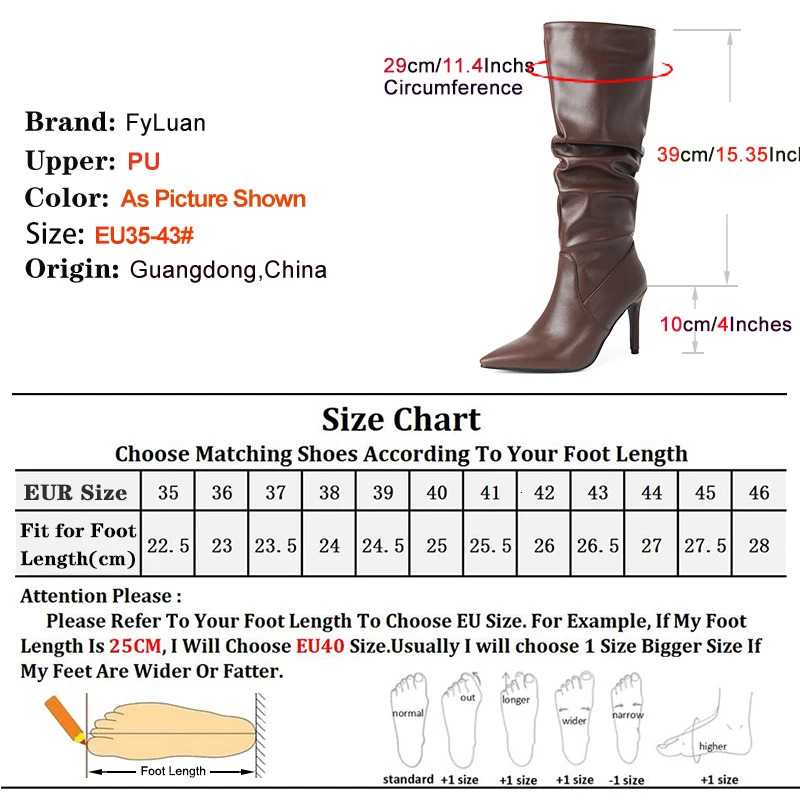 2025 Winter Knee Boots With Heels Woman 10CM Stiletto Fashion Slip on Pointy Autumn Shoes Women Soft Leather Pleated Long Boots 251031