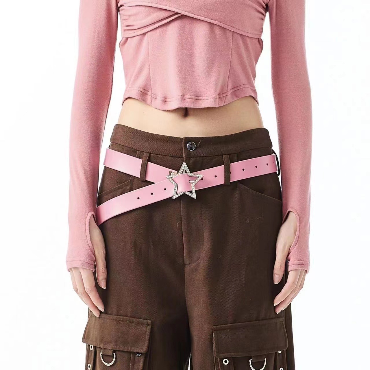 belts for women Y2k designer belt men Designer belt women belts ceinture luxe brown belt New style ins-style hot girl Y2K pink belt Five-pointed star 