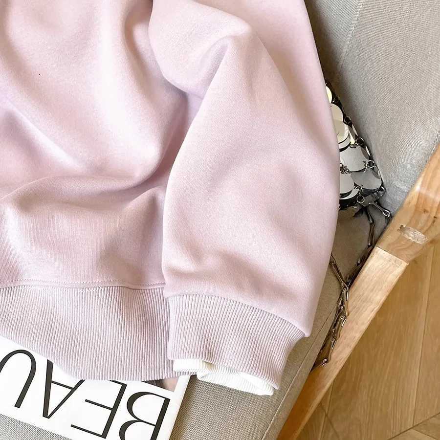 Women Milk Silk Hoodie Thin Autumn Women Tops Long Sleeve Round Neck Casual Pullover Sweatshirt Female Streetwear BlouseT251105