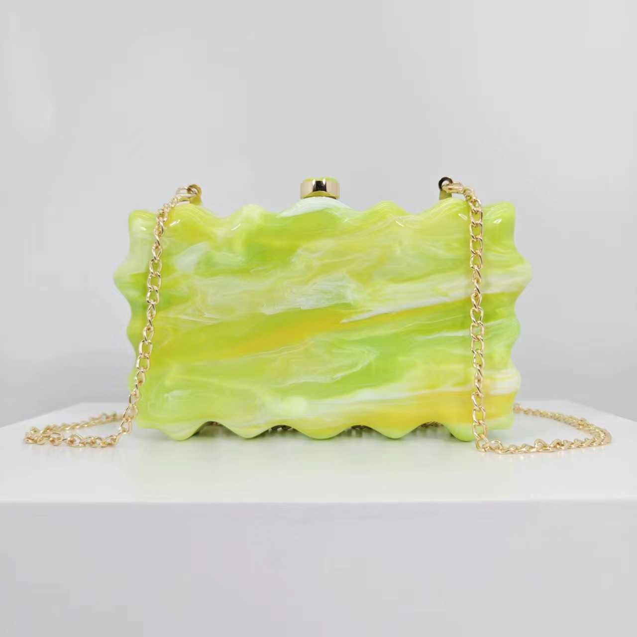 New Transparent Bag for Womens Fashion Trend Color Pattern Design Bag Acrylic Simple Banquet Bag Handheld Bag for Women