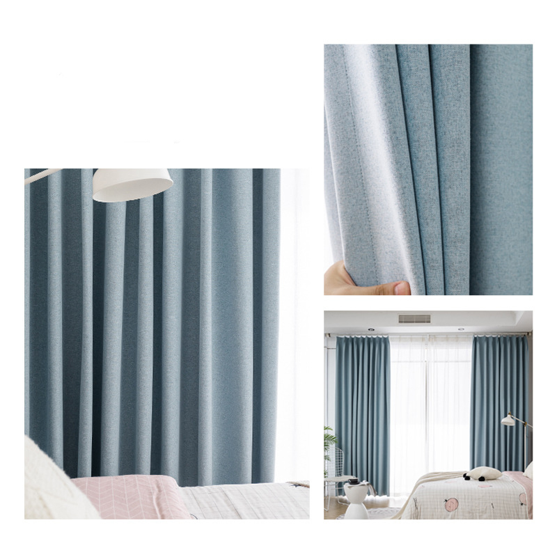 A502 thickened full light-proof fine linen coating composite process heat insulation and sound insulation fine cotton and linen curtain finished produ