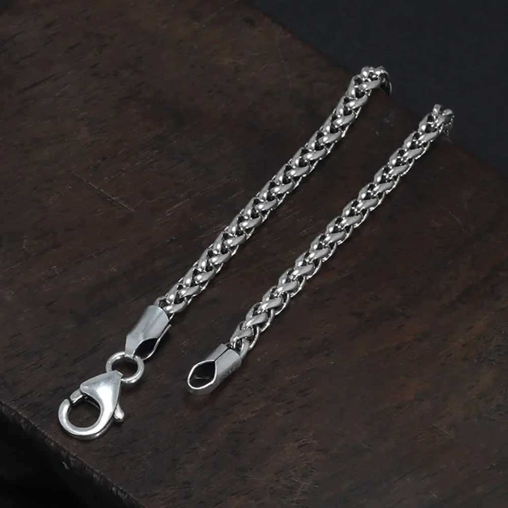 925 Sterling Silver 3mm Braided Wheat Chain Bracelet 17-21cm Simple Retro Minimalism Jewelry For Men and WomenXJ251105