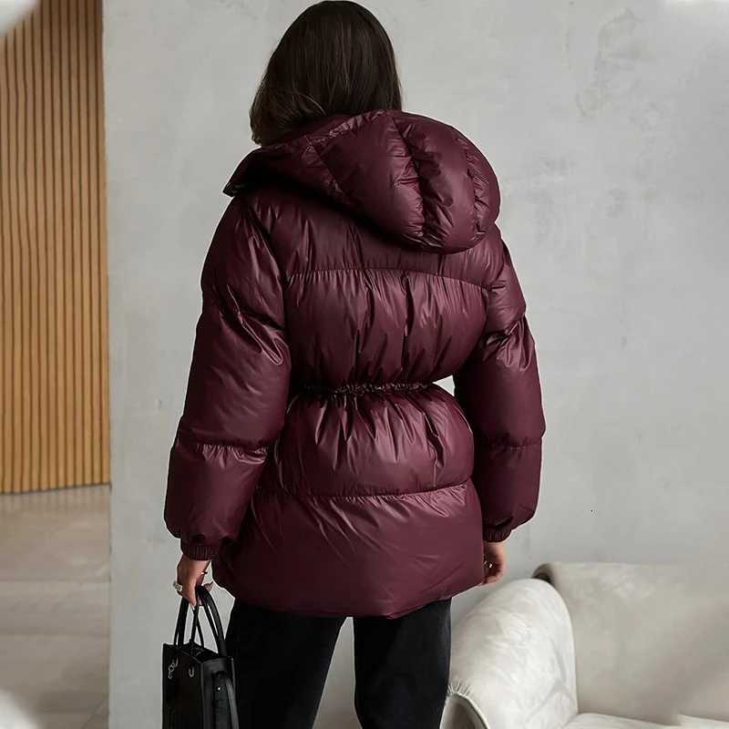 Tornova 2025 Winter New Drawstring Cotton Padded Jacket Woman Zipper Hooded Parkas Fashion Long Sleeve Warm Clothing Lady CasualT251105