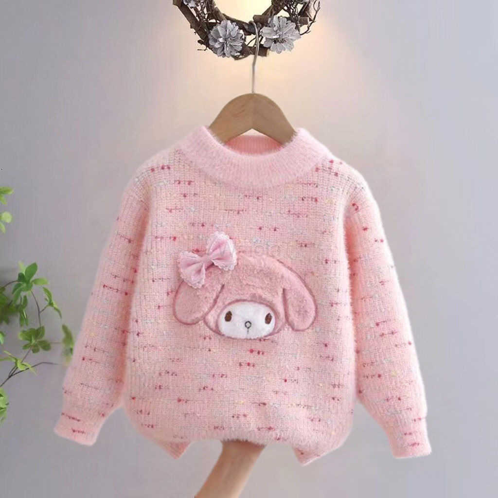 Sanrio Kuromi Sweater for Women Autumn and Winter 2025 New Fashionable Childrens Winter Thick Pullover Knitted Top Base Shirt H251105