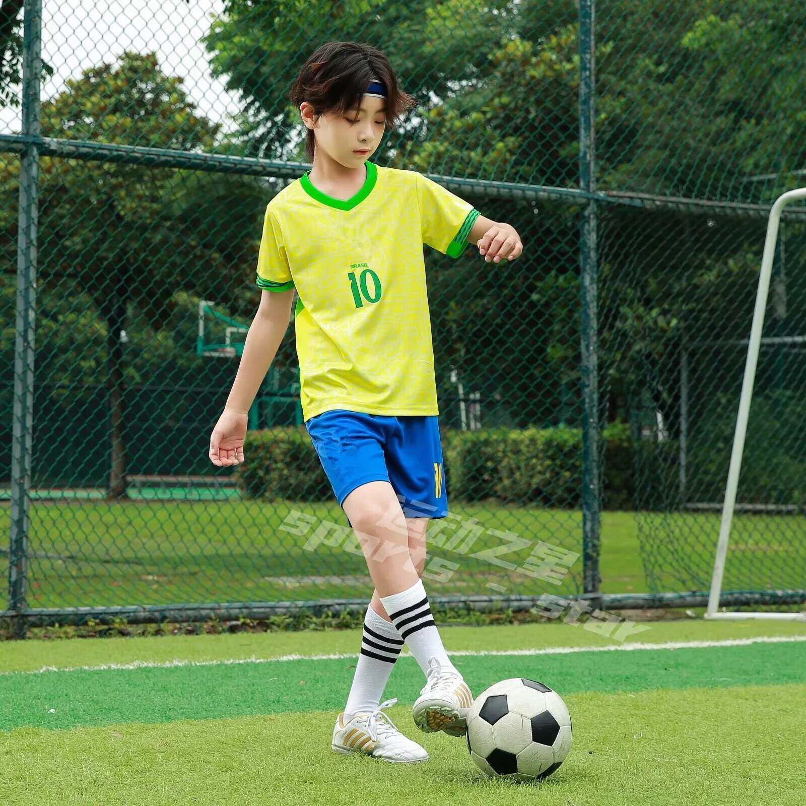 Children's sports suit boy girl Brazilian NeymarFans shirt Training wear games rugby Football Shirt Kids Child Sets Kit uniform