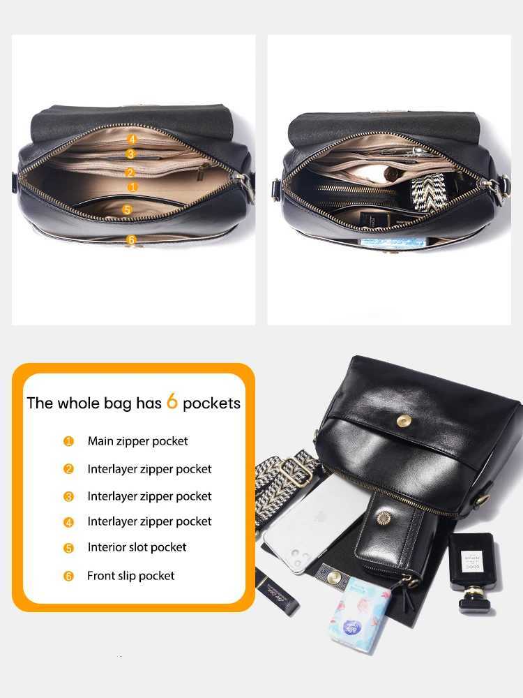 Zency Vintage Genuine Leather Handbag for Women Large Capacity Crossbody Shoulder Bag Flap Purse 2025 Trend Satchel with2 Straps Z251104