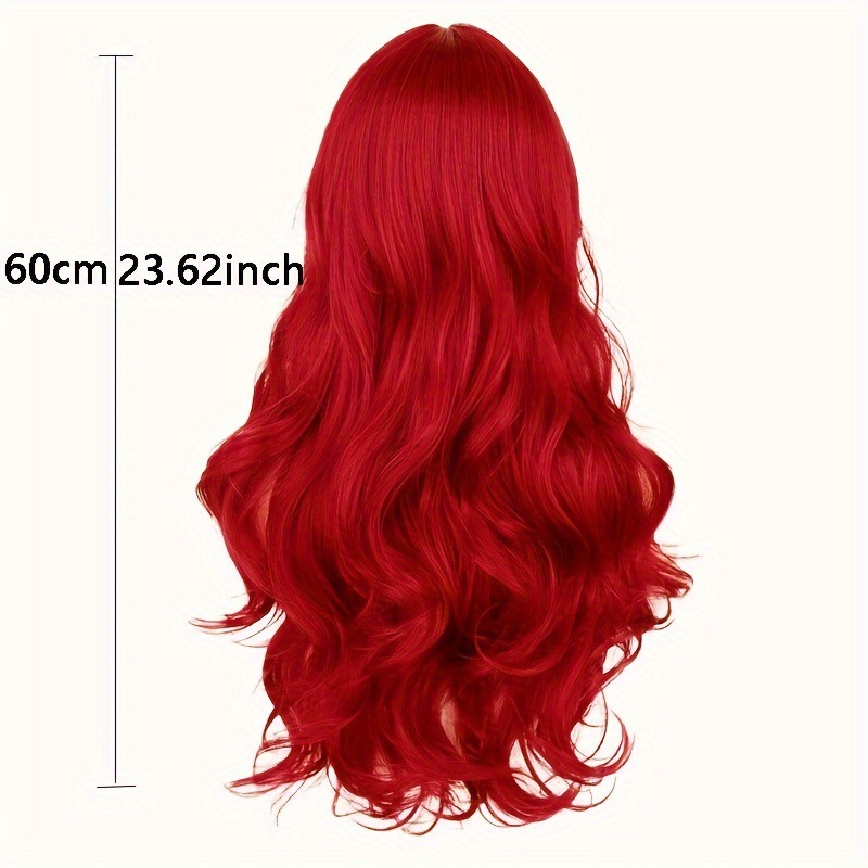 European & American Cross-Border Wig for Women: Fashionable Red Center-Parted Big Waves Synthetic Long Curly Hair Halloween Cosplay Headpiece
