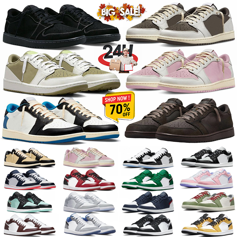 Designer shoes 1 Leather rubber black white one Low mens sneakers Dark Mocha Black White University Blue Bred Patent Lucky Green Outdoor Sports Size 36-47