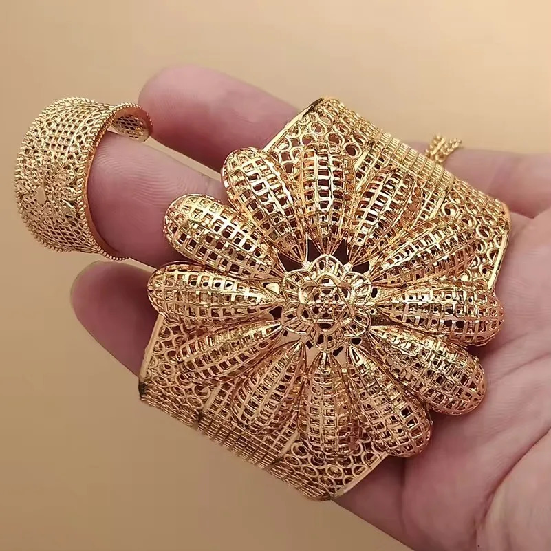 24K Dubai Bangles For Women Saudi ia Africa Fashion Gold Color Ethiopian Bride Wedding Bracelet Jewelry Gifts 251031