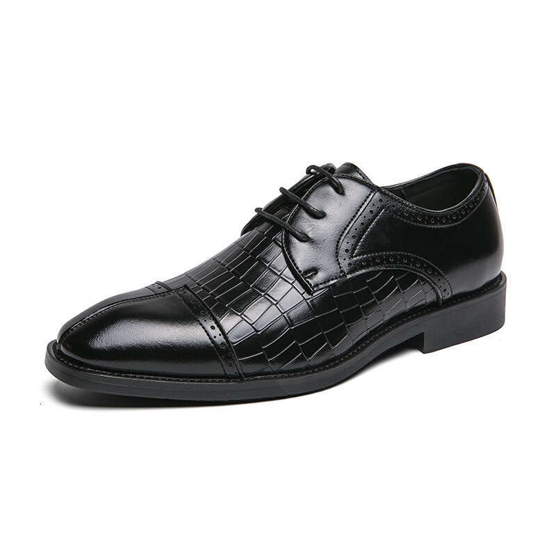 Large Business Dress for Men 38-48 Small Square Head Groom Wedding Crocodile Pattern Leather Shoes