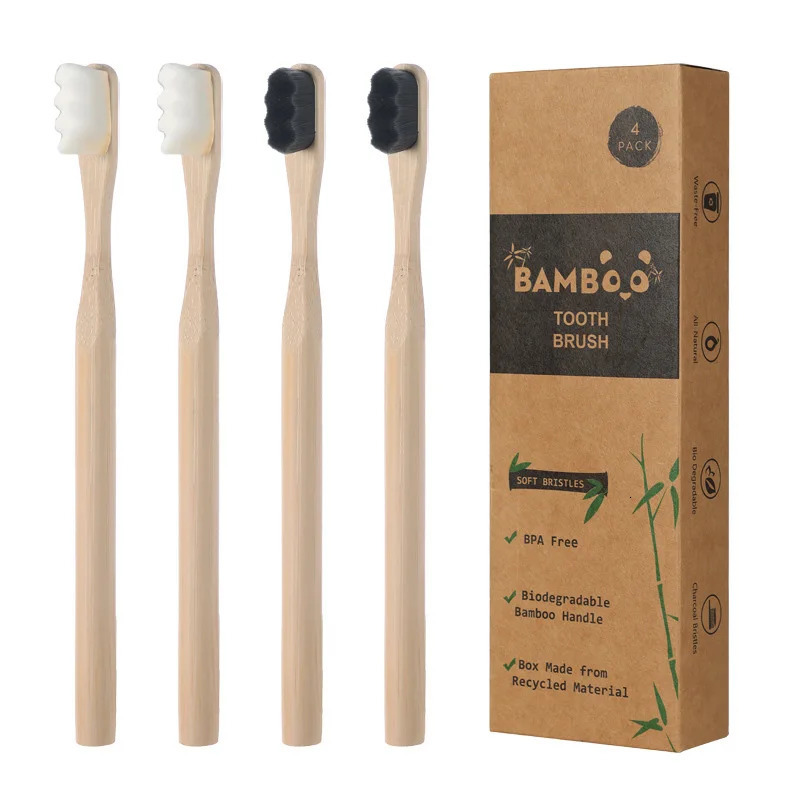 4 bamboo toothbrushes biodegradable 20000 high bristle count micro nano ultra soft bristles for sensitive teeth 250325