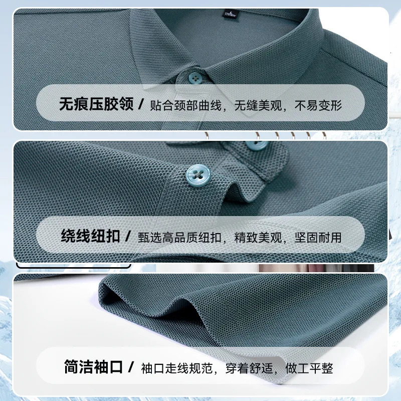 Golf mens polo clothing mens casual shirt hombre ropa spring short sleeved T-shirt trackless business ice silk top 250401