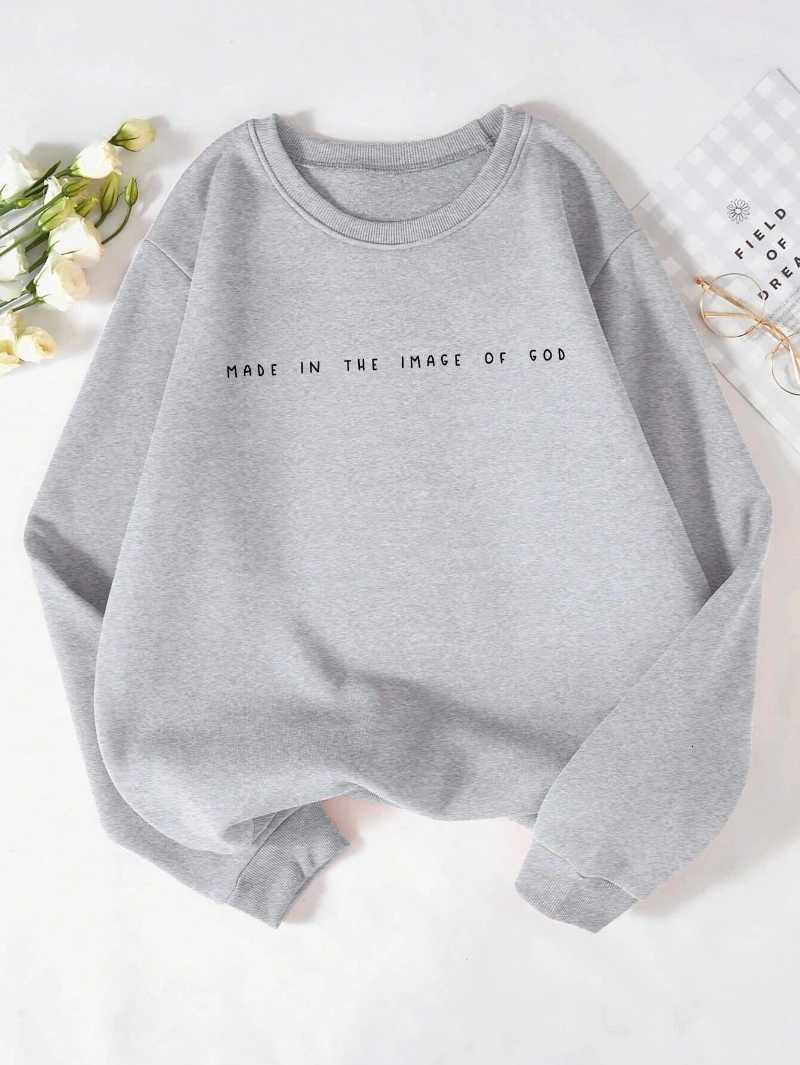 Trend Womens Sweatshirts Made In The Image Of Gad Printing Pullover Comfortable Crewneck Fleece Soft Hoodie Fashion ClothesT251105