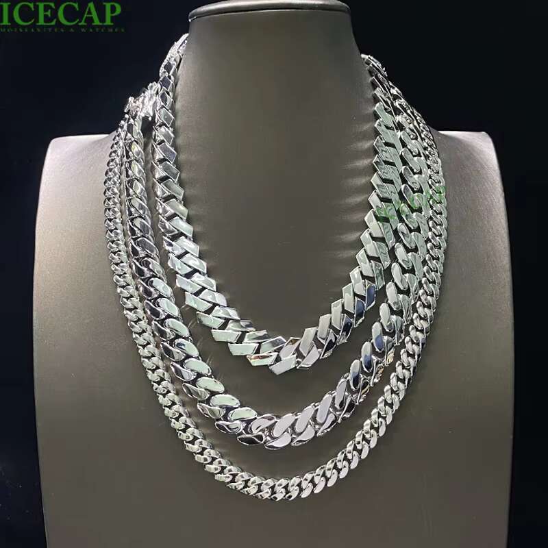 Custom 925 Sterling Silver Cuban Link Chain Charm Necklace Fine Jewelry Hip Hop Chain White Gold Plated Cuban Necklace for Men