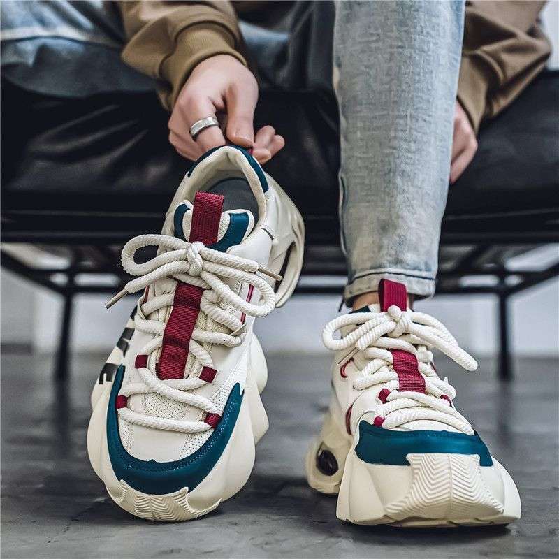 2025 Spring and Autumn New Youth Men's High-End Cushioned Height-Increasing Dad Casual Sports Shoes