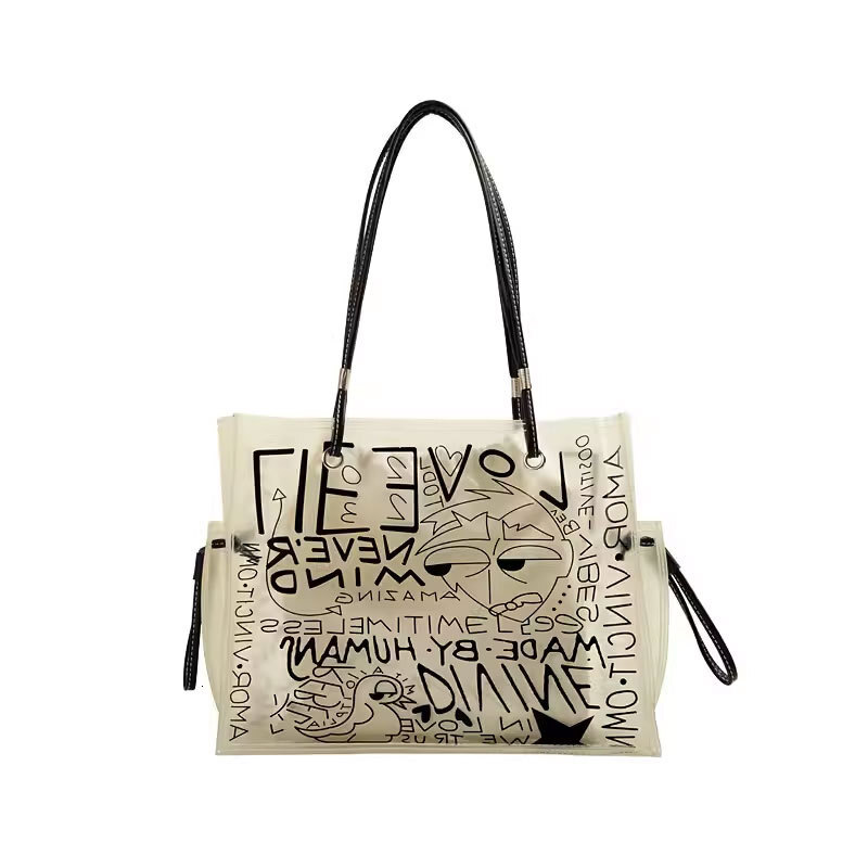 2025S New Model Designer Popular Transparent Large Capacity Graffiti Women S Fashionable Niche Single Shoulder Tote Bag Totebag