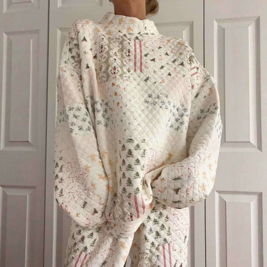 Cross-Border European And American Christmas Winter High-Neck Sweatshirt Shorts Casual Hoodie Top Pants Set Export Women's Clothing B5