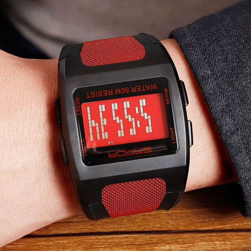 DHwatches Sanda Square Men, Harajuku Style, Trendy Digital Sports Waterproof Wristwatch for Men and Women, Student Electronic Watch