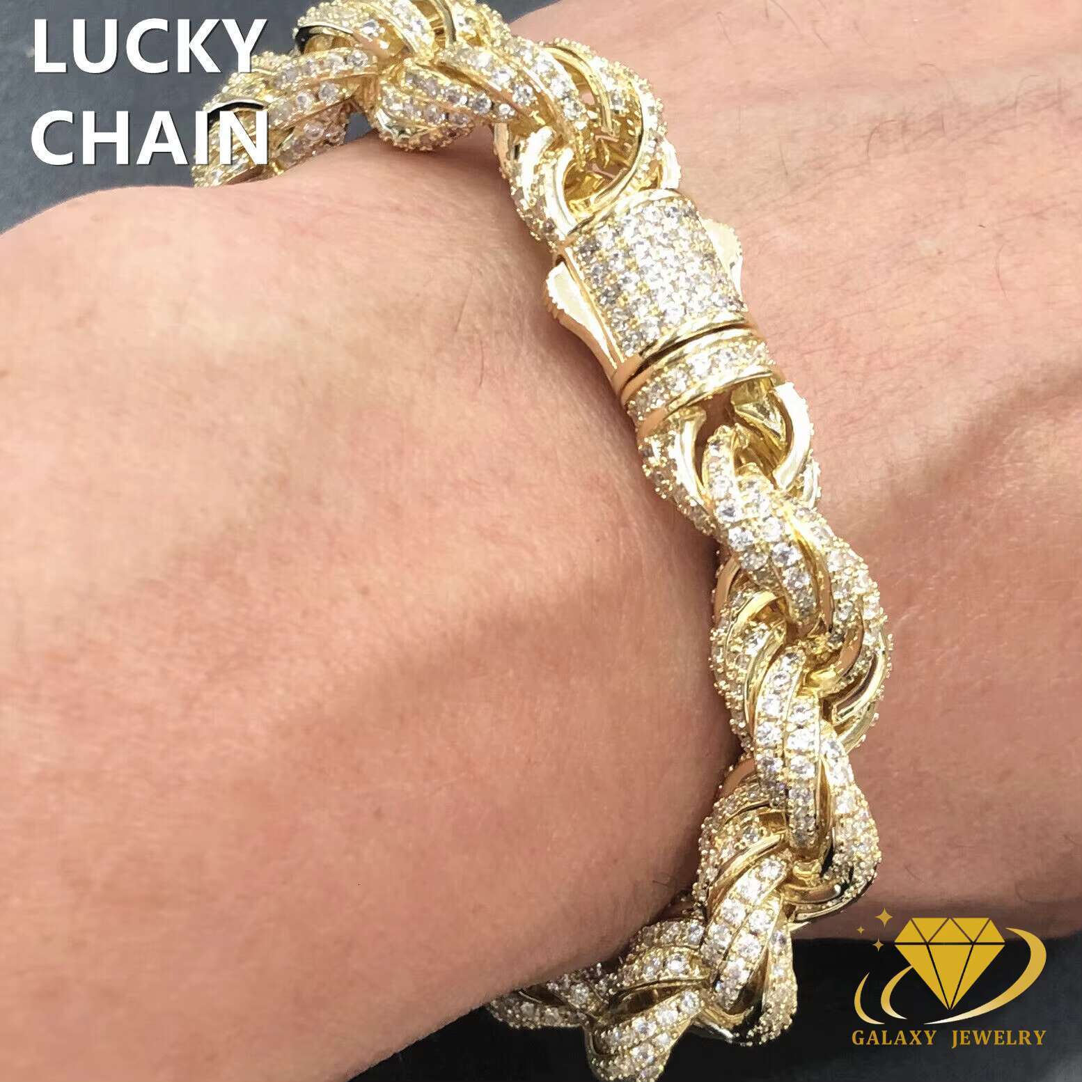 Luxury Pass Diamond Tester Vvs Moissanite Diamond 8mm 12mm Iced Out Rope Chain 925 Sterling Silver Twist Necklace Mens Hiphop