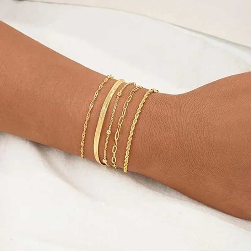 Elegant Adjustable 14K Gold Plated Stacked Bracelet for Women Jewelry Trendy Minimalist Dainty Bracelet for Everyday WearXJ251105