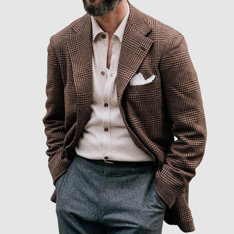 Mens Spring Top Casual Printed Double Button Suit Coat Mens Suit