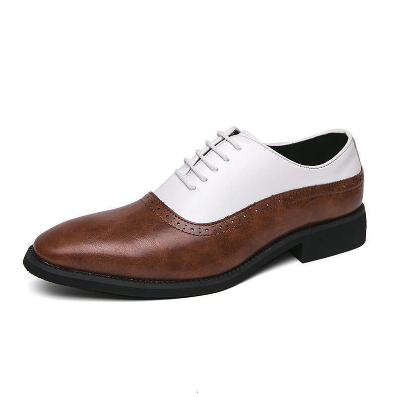 Large Block 38-46 British and Korean Carved Business Dress Lace up Leather Shoes Men's