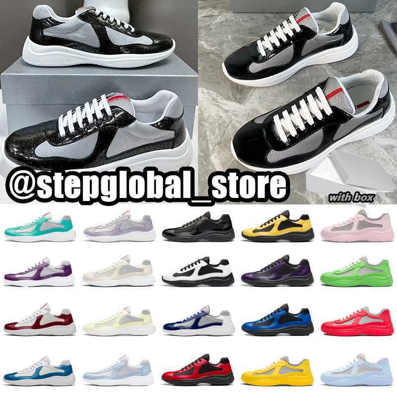 2025 Free delivery designer shoes Luxury dress America cup Casual low bright leather Trainers cup Rubber Fabric mens women Outdoor Comfortable sneakers