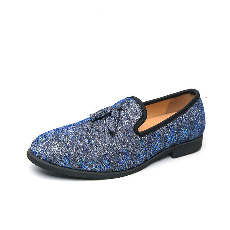 Large size men's sequined Lefu fringe leather 2024 Spring Autumn new casual Korean version trendy and personalized bean shoes