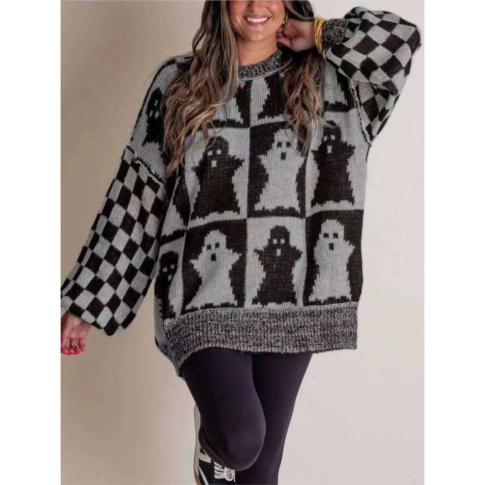 2025 Autumn Winter Halloween Knitted Women O-Neck Long Sleeve Springr Loose Female Casual Pullovers Sweaters Women Sweater Designer Sweater Women