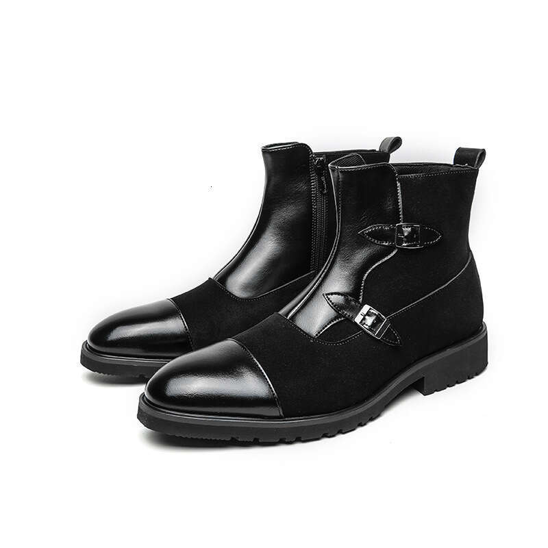 Men's fashionable plus size new Martin boots, trendy men's pointed leather shoes, motorcycle boots