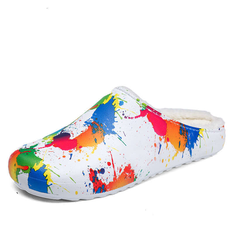 Large size shoes men 2023 winter new item with added velvet insulation home use, sizes 38-45 for lazy people, one foot cotton slippers