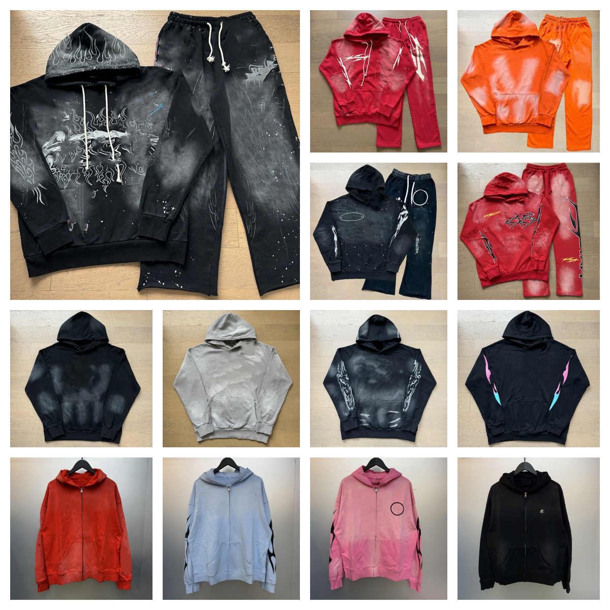 Hoodie Designer Mens Zip Up Hoodie For Man Woman Tracksuits Sports Suit Pants Pullover Vintage Street Graffiti Sweatshirts DY1-1