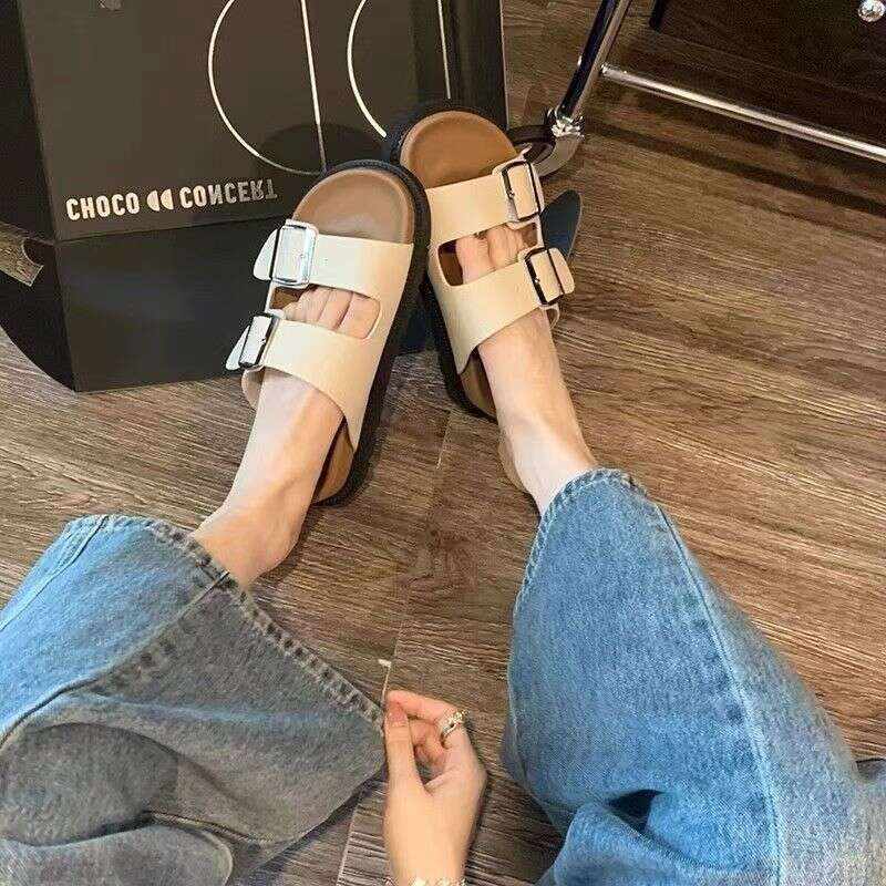 Internet celebrity Boken's new cool slippers women in summer, fashionable and versatile for outdoor wear, lazy beach women's sandals with so