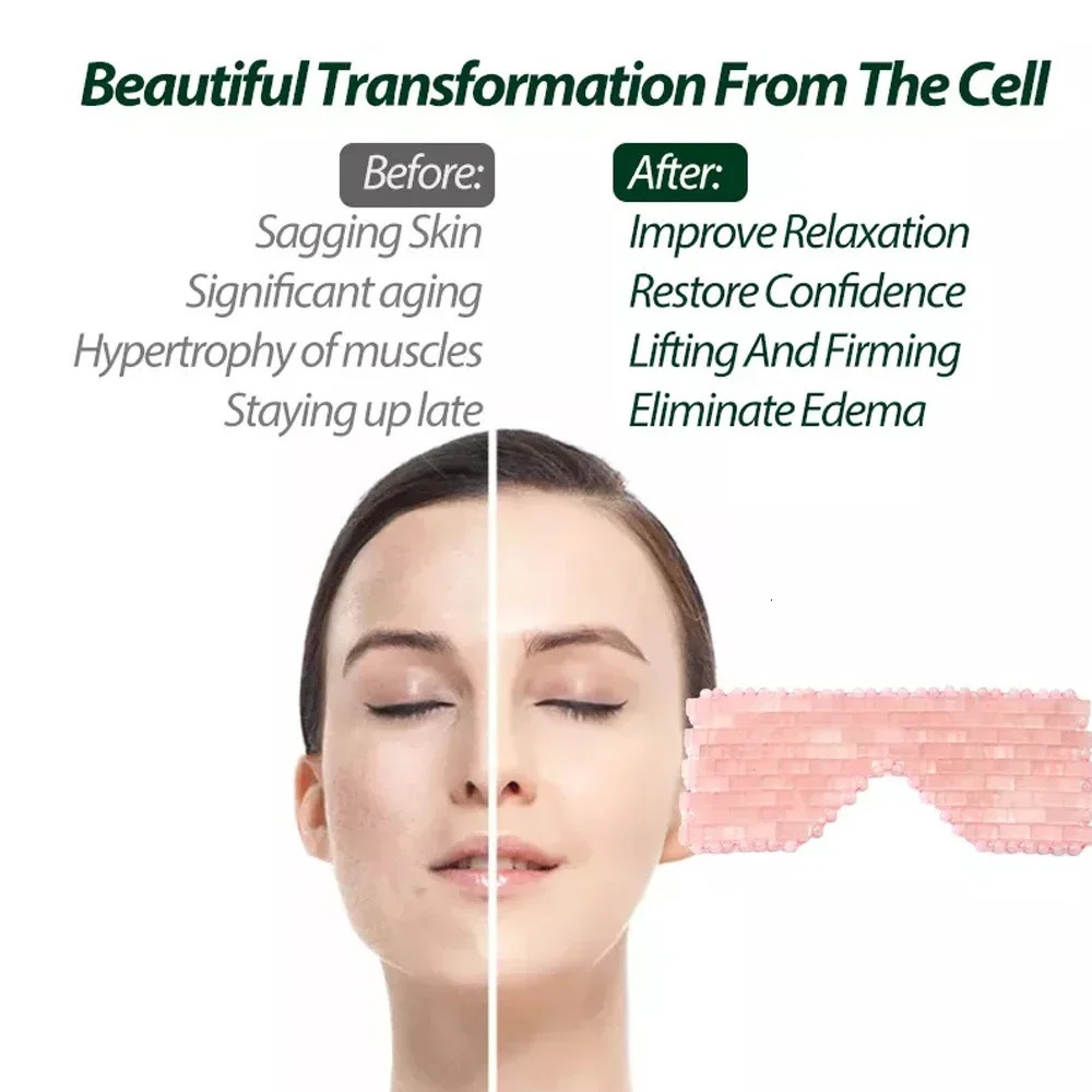 Rose Quartz Jade Eye Mask Cooling Mask Massage Relaxation Beauty Spa Sleep Care Tool Jade Sleep Eye Mask Blindfold 250328