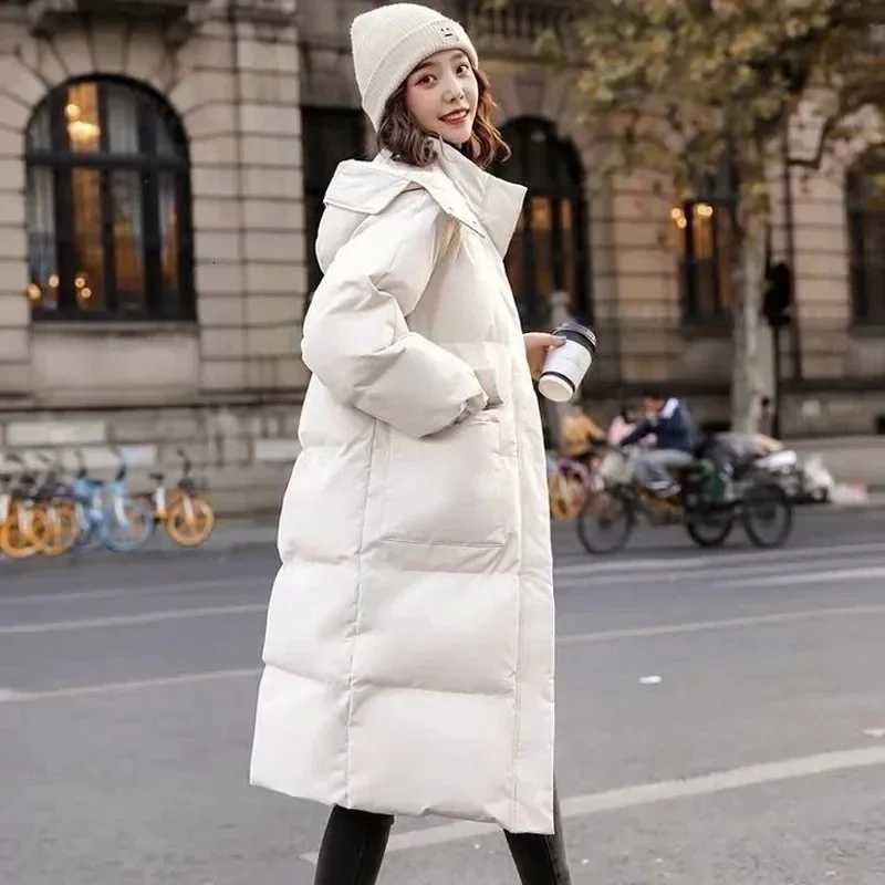 Down Cotton Jacket Womens Winter Clothing 2025 New Korean Loose Cotton-Padded Coat Casual Long Overcoat Thick Warm Hooded ParkaT251105