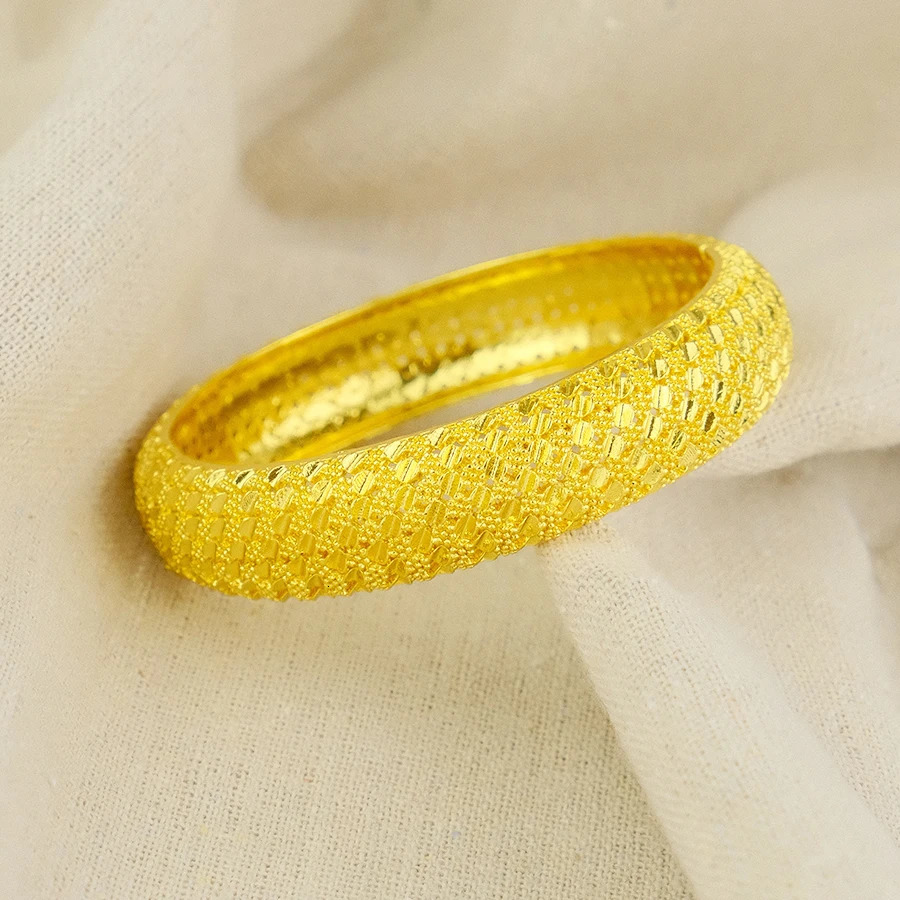 24k Dubai Gold Color Bangles For Women Dubai Bride Wedding Ethiopian Bracelet Africa Bangle Jewelry Gold Charm Bracelet 251031
