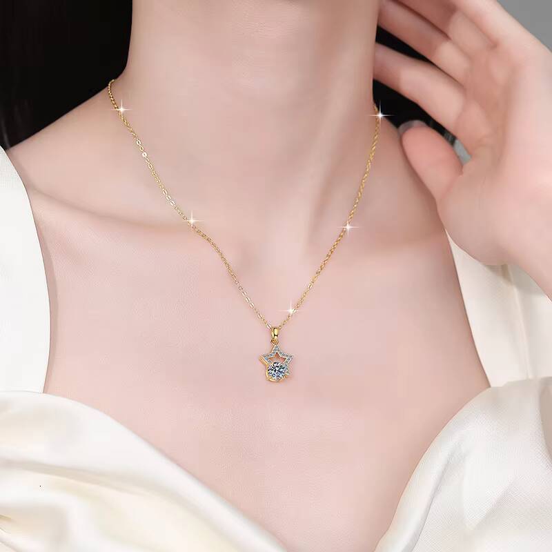 Fine Jewelry Classic High Quality VVs1 18k Gold Plated 1Ct Start Diamond Moissanite S925 Sterling Silver Necklace Pendant